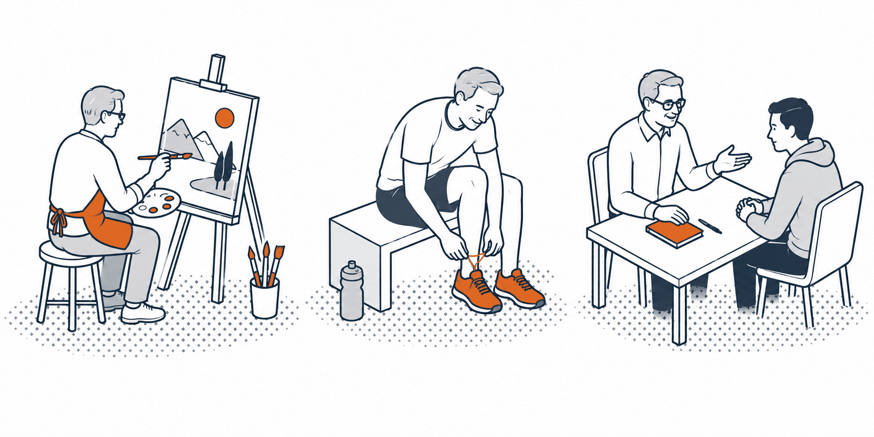 People living a fuller next chapter — painting, staying active, connecting